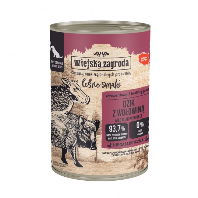 WIEJSKA ZAGRODA Forest Flavours Wild boar with beef - wet dog food - 400g WIEJSKA ZAGRODA Forest Flavours Wild boar with beef - wet dog food - 400g