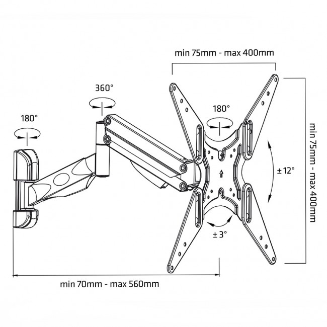 TV or monitor holder black Maclean MC-784 gas spring 32 TV or monitor holder black Maclean MC-784 gas spring 32