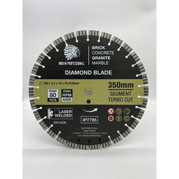 SEGMENT TURBO CUT DIAMOND BLADE 350mm INDIAN PROFESSIONAL 15mm