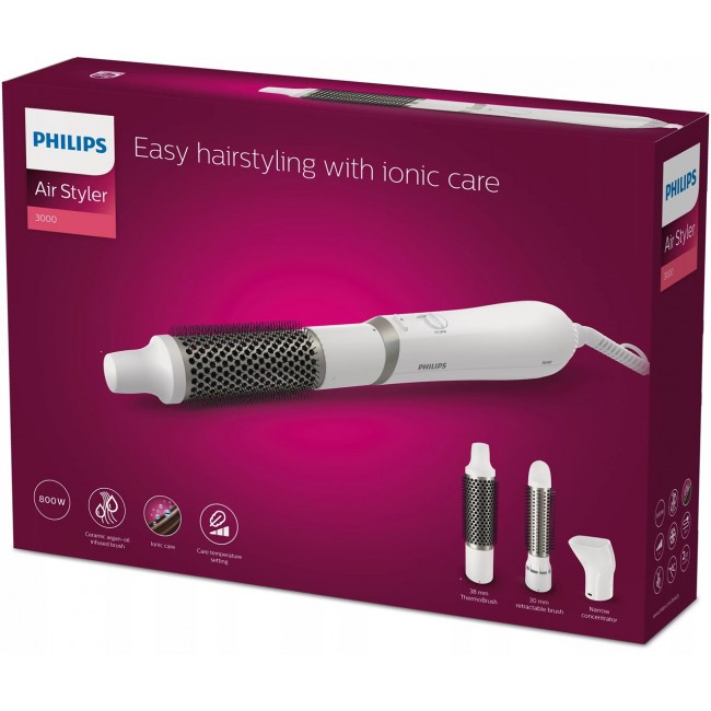Philips 3000 series BHA303/00 hair styling tool Hot air brush Warm White 800 W 1.8 m Philips 3000 series BHA303/00 hair styling tool Hot air brush Warm White 800 W 1.8 m