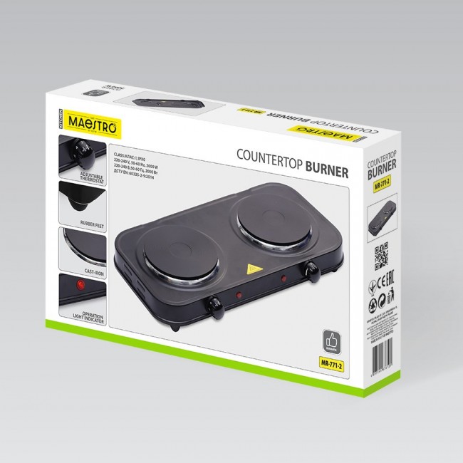 Electric double hot plate 2000W MR-771-2 MAESTRO Electric double hot plate 2000W MR-771-2 MAESTRO