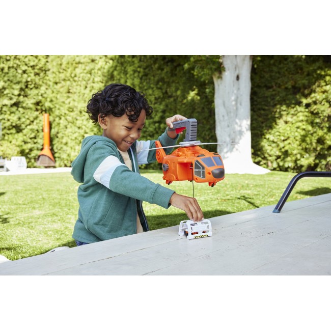 Matchbox Action Drivers Rescue Helicopter,16-In Large-Scale Helicopter with 1:64 Scale Die-Cast Toy Ambulance