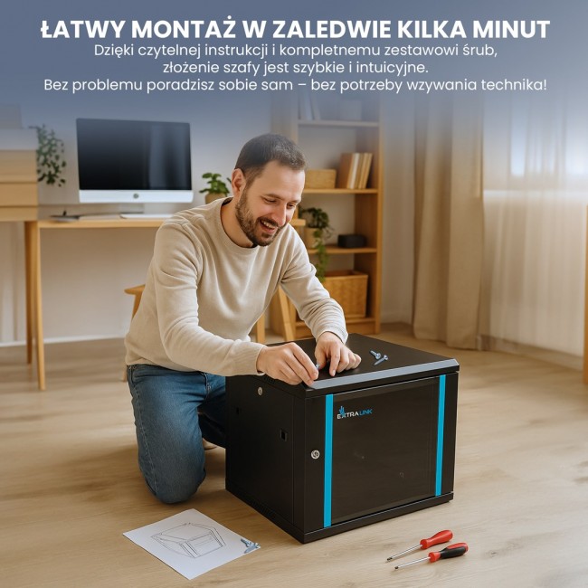 Extralink Rackmount cabinet 4U 600x600 Black wall mounted