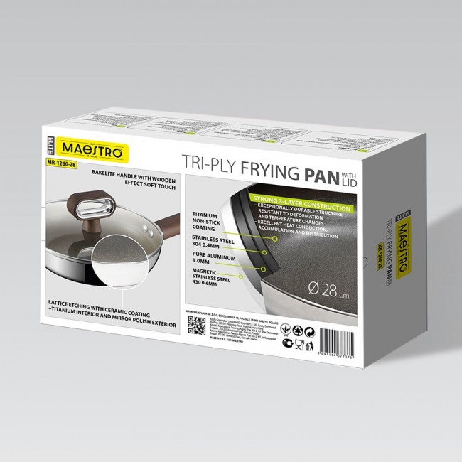 TITANCORE Frying Pan with Lid MAESTRO MR-1260 28 cm (MR-1260-28)