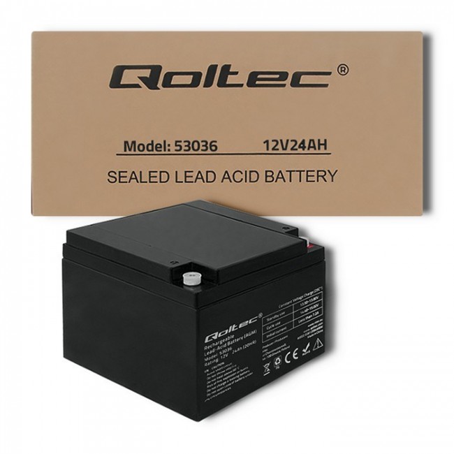 Qoltec 53036 AGM battery | 12V | 24Ah | max 360A Qoltec 53036 AGM battery | 12V | 24Ah | max 360A