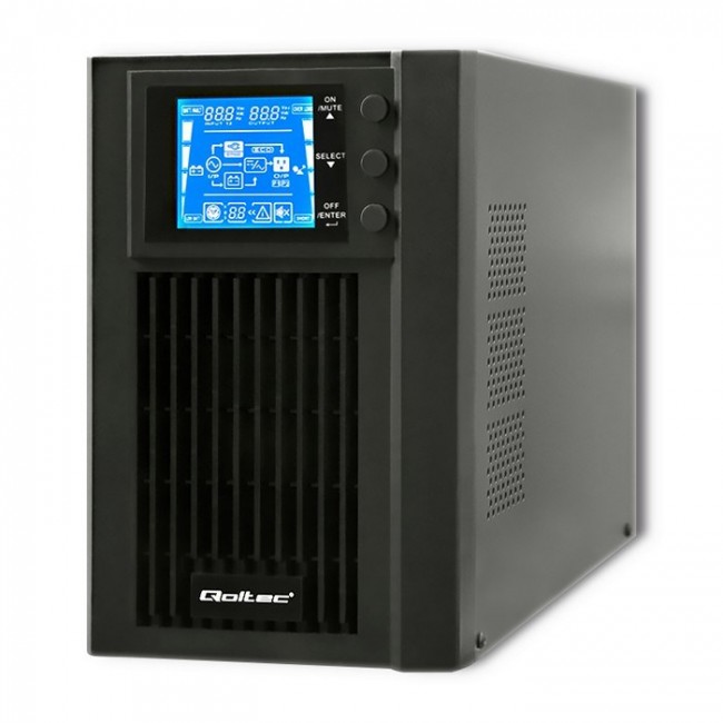 Qoltec 53042 Uninterruptible Power Supply | On-line | Pure Sine Wave | 1kVA | 800W | LCD Qoltec 53042 Uninterruptible Power Supply | On-line | Pure Sine Wave | 1kVA | 800W | LCD