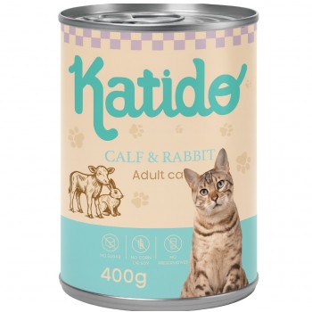 KATIDO Calf with rabbit - wet cat food - 400g