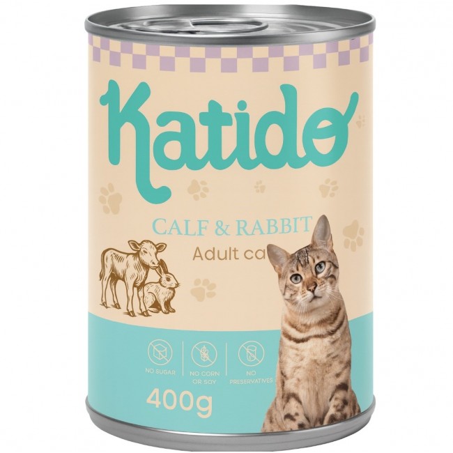 KATIDO Calf with rabbit - wet cat food - 400g