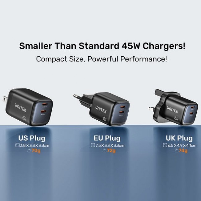 UNITEK P1129ABK01-EU mobile device charger Universal Black AC Fast charging Indoor