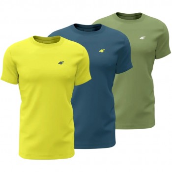 Koszulka męska 4F M4217 3 pak ta, niebieska, zielona 4FWSS26TTSHM4217 90S XL