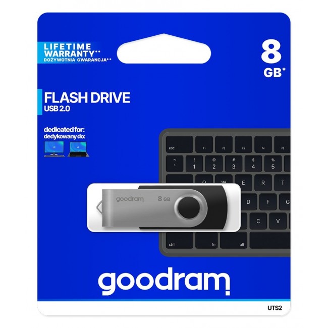 Goodram UTS2 USB flash drive 8 GB USB Type-A 2.0 Black,Silver