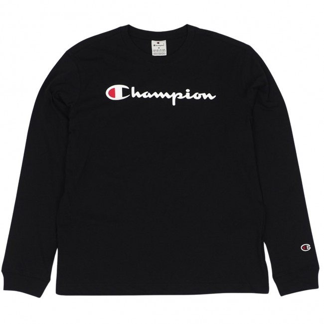 Men's Champion Crewneck Long Sleeve T-Shirt Black 220257 KK001 M Men's Champion Crewneck Long Sleeve T-Shirt Black 220257 KK001 M