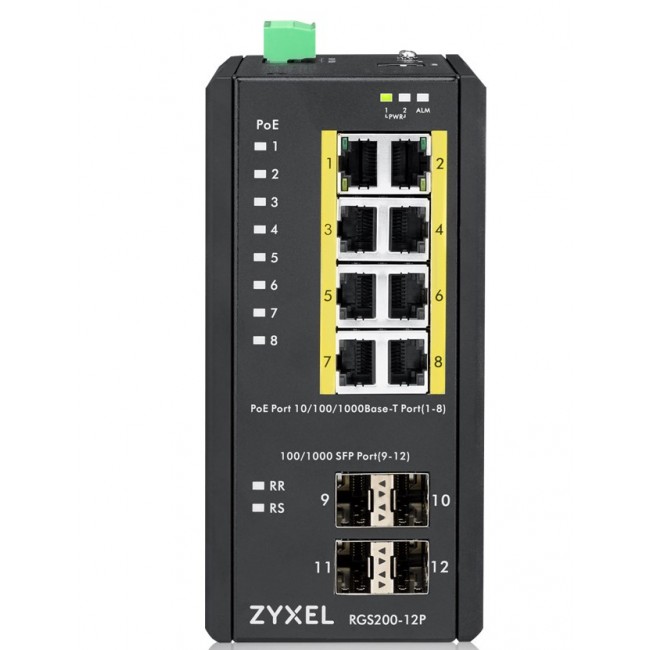 Zyxel RGS200-12P Managed L2 Gigabit Ethernet (10/100/1000) Power over Ethernet (PoE) Black Zyxel RGS200-12P Managed L2 Gigabit Ethernet (10/100/1000) Power over Ethernet (PoE) Black