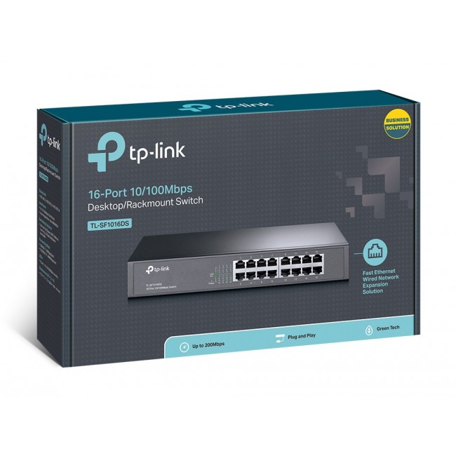 TP-Link TL-SF1016DS network switch Unmanaged Fast Ethernet (10/100) 1U Black
