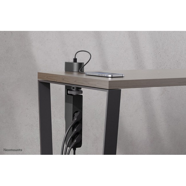 Neomounts DS22-840BL6 Desk socket with clamp and USB-C and USB-A ports - Quick charge