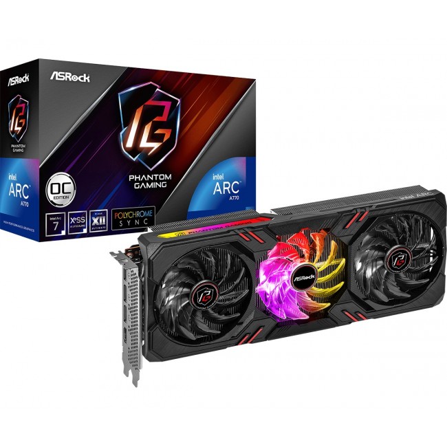 ASRock Phantom Gaming Arc A770 Intel 16 GB OC graphics card ASRock Phantom Gaming Arc A770 Intel 16 GB OC graphics card