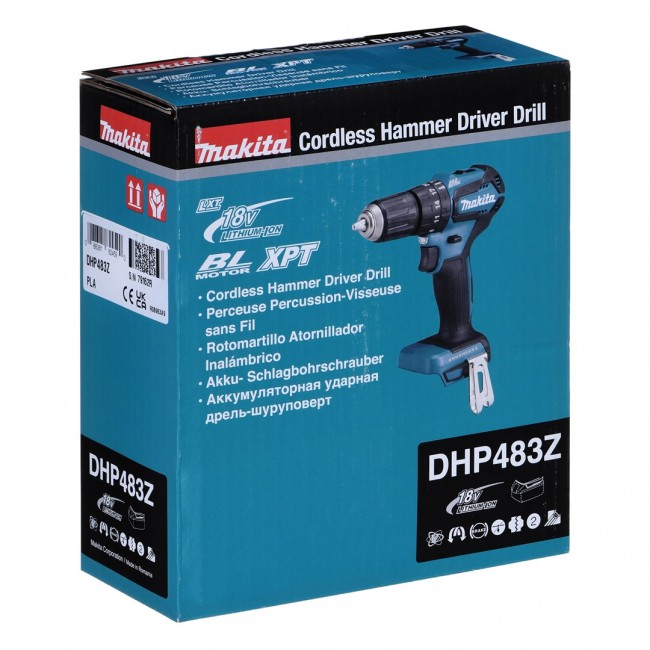 Makita DHP483Z drill 1700 RPM Black, Blue