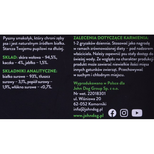 JOHN DOG Chewing bone with duck and apple - dog chew - 12 cm JOHN DOG Chewing bone with duck and apple - dog chew - 12 cm