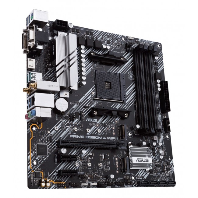 Asus | PRIME B550M-A WIFI II | Processor family AMD | Processor socket AM4 | DDR4 DIMM | Memory slots 4 | Supported hard disk drive interfaces SATA, M.2 | Number of SATA connectors 4 | Chipset AMD B550 | microATX Asus | PRIME B550M-A WIFI II | Processor family AMD | Processor socket AM4 | DDR4 DIMM | Memory slots 4 | Supported hard disk drive interfaces SATA, M.2 | Number of SATA connectors 4 | Chipset AMD B550 | microATX