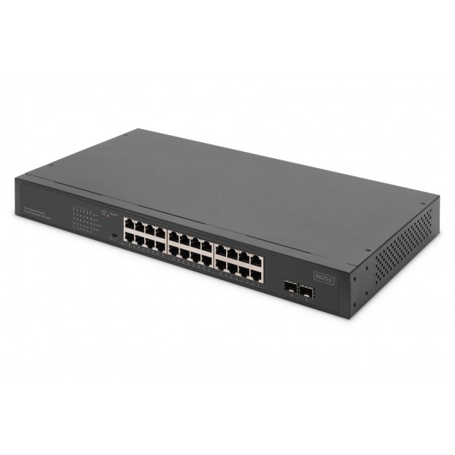 Digitus 24-Port Gigabit Netzwerkswitch, 19 Zoll, unmanaged,2 Uplink Ports, SFP Digitus 24-Port Gigabit Netzwerkswitch, 19 Zoll, unmanaged,2 Uplink Ports, SFP