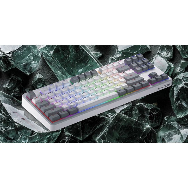 HATOR Rockfall 3 TKL Wireless, black, QMK/VIA, OMA profile white-black keycaps Keyboard - linear mechanical hotswap switches - US - ANSI Layout (HTK850)