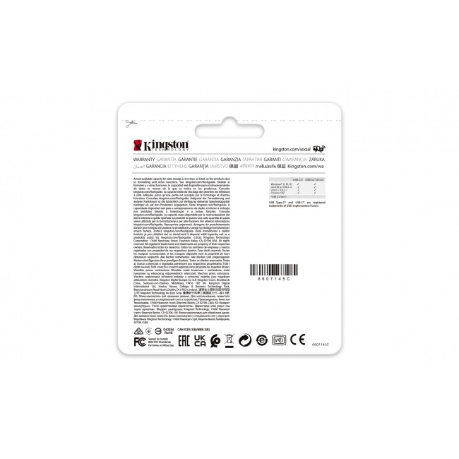 Kingston Technology DataTraveler 64GB 80 M 200MB/s USB-C 3.2 Gen 1 Kingston Technology DataTraveler 64GB 80 M 200MB/s USB-C 3.2 Gen 1