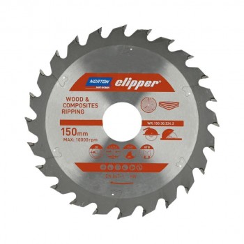 NORTON CIRCULAR SAW BLADE 150mm x 30mm x 24z WOOD & ATB COMPOSITES (3.6 / 2.6)