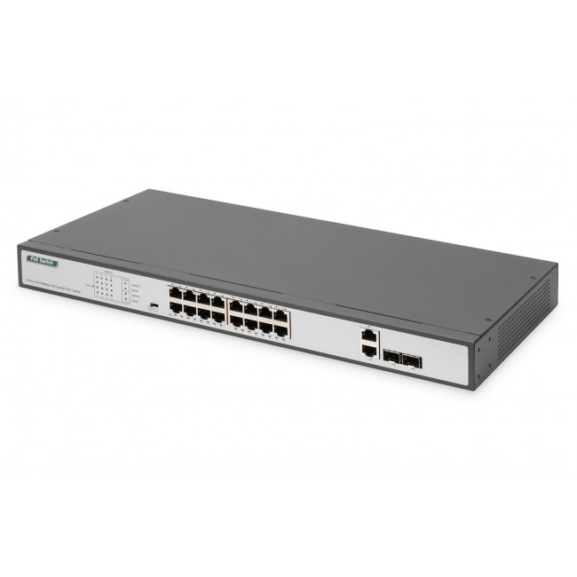 Digitus 16 Port Fast Ethernet PoE Switch, 19 Inch, Unmanaged, 2 Uplinks Digitus 16 Port Fast Ethernet PoE Switch, 19 Inch, Unmanaged, 2 Uplinks