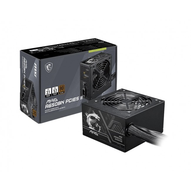 MSI MAG A650BN PCIE5 II power supply unit 650 W 20+4 pin ATX ATX Black MSI MAG A650BN PCIE5 II power supply unit 650 W 20+4 pin ATX ATX Black