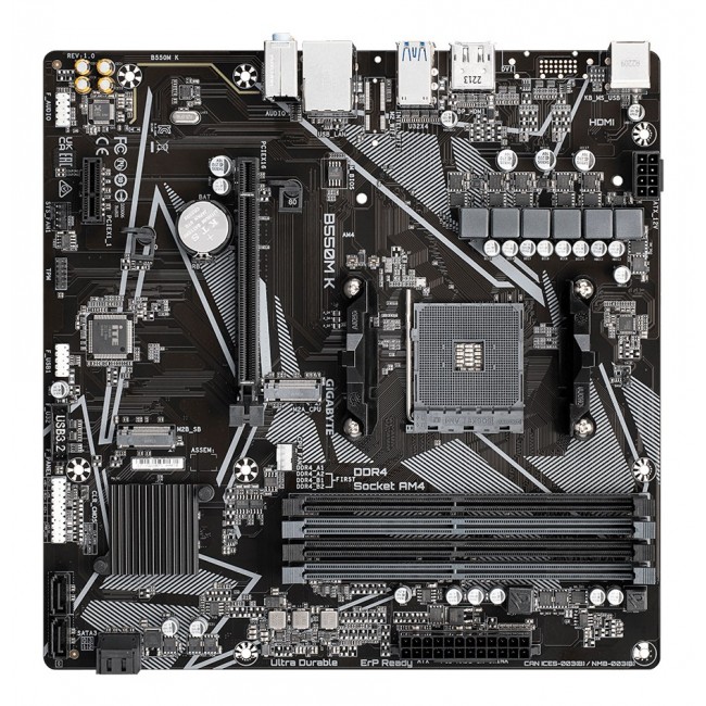 GIGABYTE B550M K Motherboard - AMD Ryzen 5000 CPUs, up to 4733MHz DDR4, 1xPCIe 4.0 + 1xPCIe 3.0 M.2, 1GbE LAN, USB 3.2 Gen 1 GIGABYTE B550M K Motherboard - AMD Ryzen 5000 CPUs, up to 4733MHz DDR4, 1xPCIe 4.0 + 1xPCIe 3.0 M.2, 1GbE LAN, USB 3.2 Gen 1