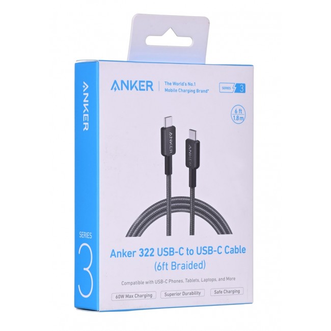 Anker 322 USB cable 1.8 m USB C Black