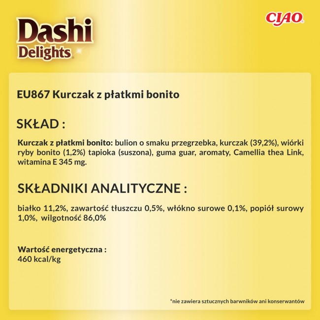 INABA Dashi Delights Chicken with bonito flakes in broth - cat treats - 70g INABA Dashi Delights Chicken with bonito flakes in broth - cat treats - 70g