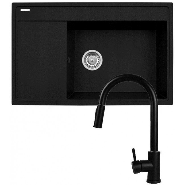 Set - Sink PYRAMIS CAMEA (79x50) 1B 1D R + Faucet IDEA Black Edition - 070168502BE - Volcano Set - Sink PYRAMIS CAMEA (79x50) 1B 1D R + Faucet IDEA Black Edition - 070168502BE - Volcano