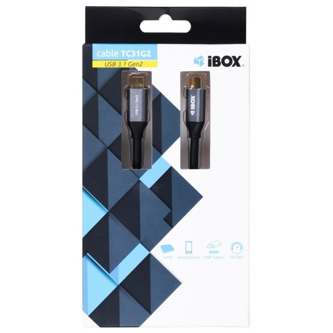 I-BOX USB C/USB C, 1 m USB cable 3.2 Gen 2 (3.1 Gen 2) Black