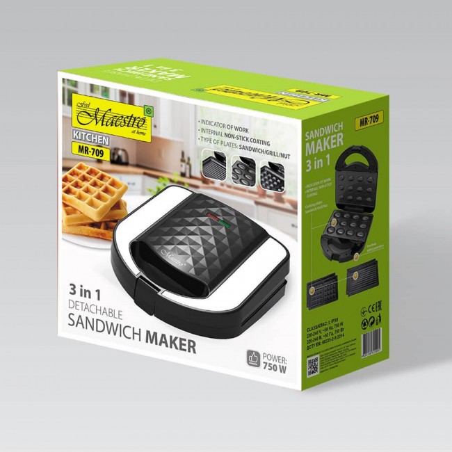 Toaster / sandwich maker 3in1 750W MR-709 MAESTRO Toaster / sandwich maker 3in1 750W MR-709 MAESTRO