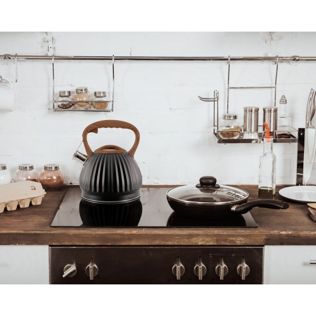 PROMIS Kettle 3.0 l, FABIO, black, wooden handle