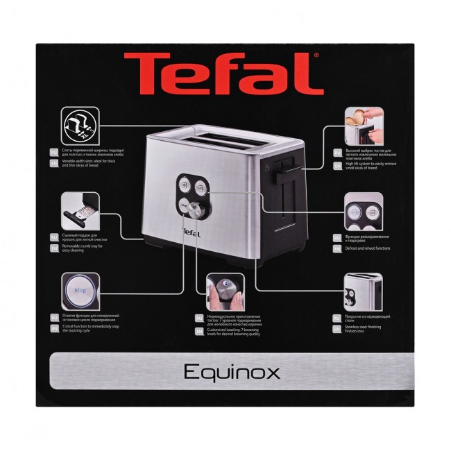 Tefal Equinox TT420D 7 2 slice(s) Black, Stainless steel