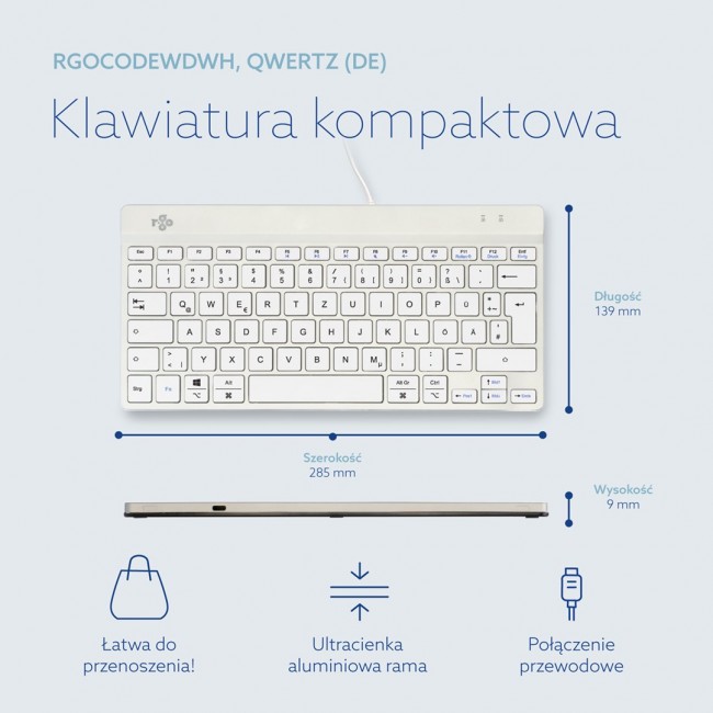 R-Go Tools Ergonomic keyboard R-Go Compact Break, compact keyboard with break software, QWERTZ (DE), wired, white R-Go Tools Ergonomic keyboard R-Go Compact Break, compact keyboard with break software, QWERTZ (DE), wired, white