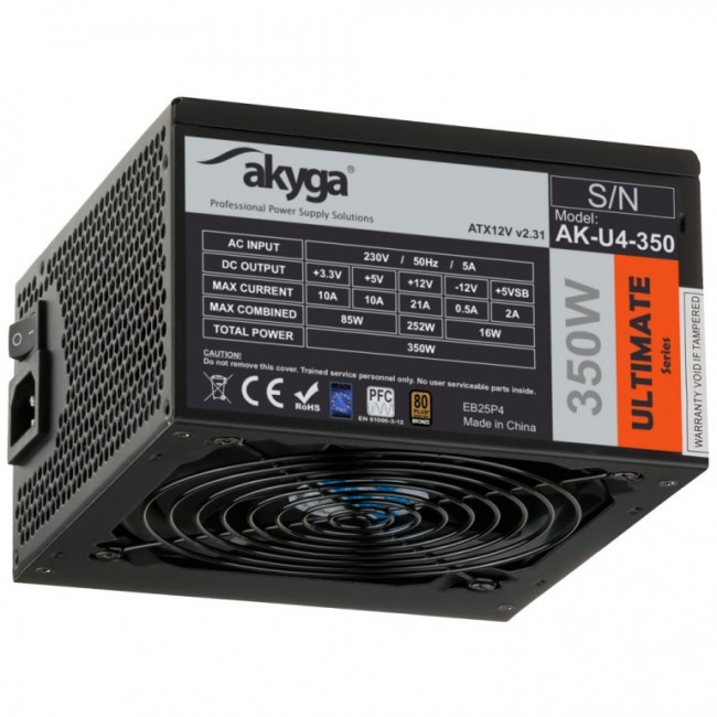 Akyga AK-U4-350 power supply unit 350 W 20+4 pin ATX ATX Black