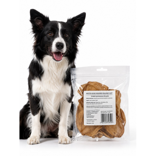 PETITTO Dried beef ear Mono - dog treat - 5 pcs