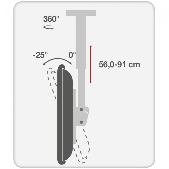 Techly 37-70 Telescopic Ceiling Universal LED TV LCD Support