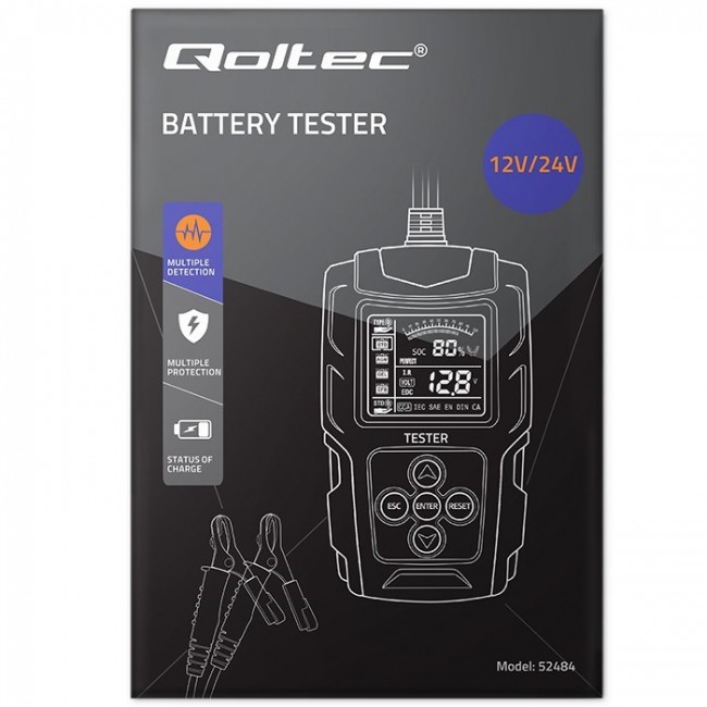 Qoltec 52484 LCD digital battery tester | 12V | 24V | 3Ah-200Ah