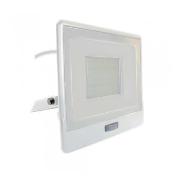 Projektor LED V-TAC 50W SAMSUNG CHIP Czujnik Ruchu Bia y Przew d 1M VT-158S-1 4000K 4000lm 5 Lat Gwarancji