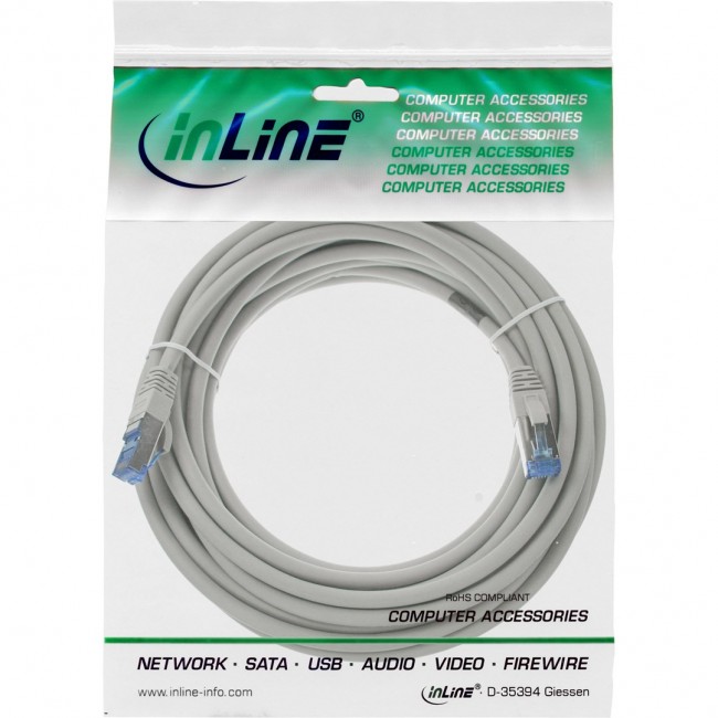 InLine Patch Cable S/FTP PiMF Cat.6A halogen free 500MHz grey 10m InLine Patch Cable S/FTP PiMF Cat.6A halogen free 500MHz grey 10m