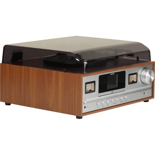 Denver MRD-52 retro stereo system with light wood turntable