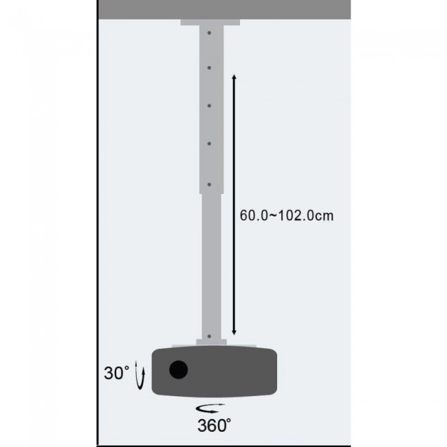 Techly Projector Ceiling Stand Extension 60-102 cm Silver ICA-PM 102XL Techly Projector Ceiling Stand Extension 60-102 cm Silver ICA-PM 102XL