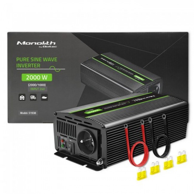 Qoltec Monolith power adapter/inverter Auto 2000 W Black Qoltec Monolith power adapter/inverter Auto 2000 W Black