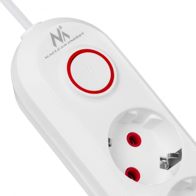 Maclean power strip, 5 socket extension + 3xUSB, 110-240V AC 50/60Hz, 2.1A max 2500W, 1.5m, white, MCE395 W Maclean power strip, 5 socket extension + 3xUSB, 110-240V AC 50/60Hz, 2.1A max 2500W, 1.5m, white, MCE395 W