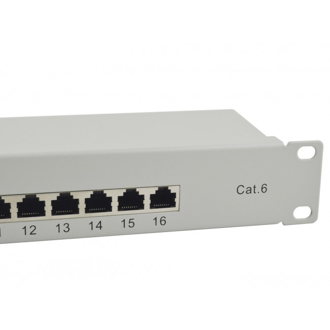 Equip 16-Port Cat.6 Shielded Patch Panel, Light Grey Equip 16-Port Cat.6 Shielded Patch Panel, Light Grey