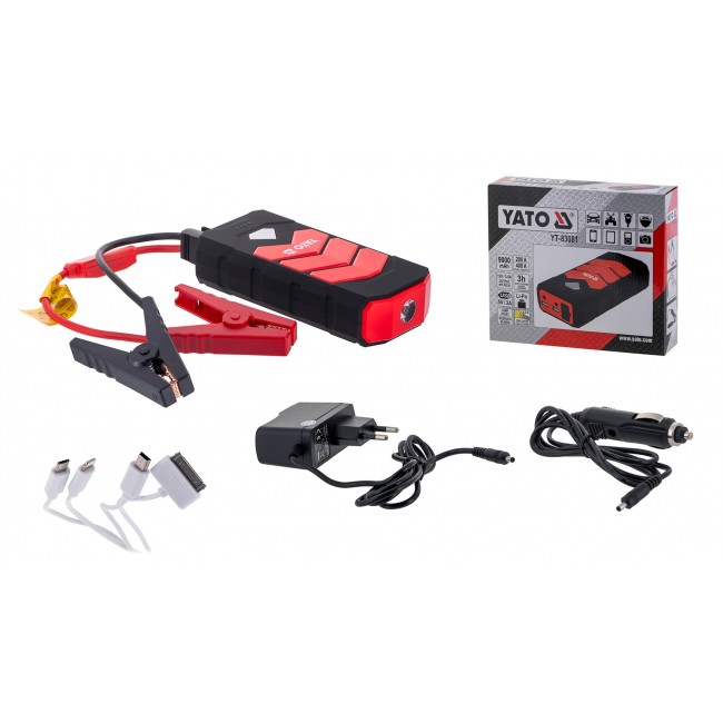 Car jump starter YATO YT-83081 car power bank 9000 mAh 9000 mAh Black, Orange